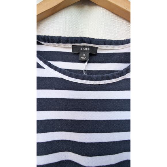 J Crew Women's Nautical Striped Jersey Knit Maxi Dress Sz M Coastal Hi Low - Picture 5 of 7